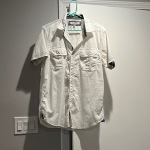 Mens white button down short sleeve shirt